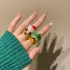 Anillo de resina de dibujos animados navideños para mujer, moda, personalidad, Papá Noel, árbol de Navidad, alce, anillo para el dedo índice, anillo lindo