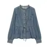Comércio Exterior Transfronteiriço Atacado 2026 Novo Estilo Europeu e Americano Moda Feminina Casual Solta Jeans com Babados Camisa