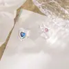 Arete de Clip para Oreja Asimétrico de Estrella Corazón con Diamantes de Colores, Estilo Dulce y Fresco para Grupos de Chicas, Clip para Oreja de Estrella de Cuatro Puntas con Forma de Corazón, No Requiere Perforación