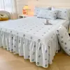 Faldón de Cama de Gasa de Doble Capa Engrosado Pieza Única Universal para Todas las Estaciones No es Sábana de Cama 100% Algodón Puro con Dobladillo Fruncido Cubierta Inferior fea Cubierta de Faldón de Cama