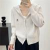 Cárdigan de punto con capucha, otoño 2024, nueva ropa para mujer, suéter elegante de moda antiedad, abrigo corto, top