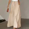 Pantalones de pierna ancha Amazon para mujer 2026 Verano Sueltos de cintura alta con cordón Estilo fino Artístico Versátil Casual Largos Estilo Retro
