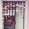 Cortina de Puerta con Lazo de Corazón Rosa para Niña, León Corriendo, Cortina para el Hogar, Cortina para Dormitorio, Cortina de Puerta con Corazón de Princesa, Hermosa Cortina Mágica para Puerta, Cortina Divisoria