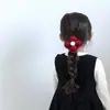Nova Faixa de Cabelo Infantil com Estampa Xadrez Vermelho e Flores, Elástico de Cabelo
