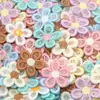 Parche bordado de flor de cinco pétalos de malla bicolor, accesorio para el cabello lindo y súper adorable, accesorio para ropa, muñeca, zapato y bolso