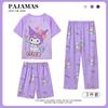 Pijama de Tres Piezas para Niñas 2025 Nuevo Verano Delgado Manga Corta Pantalones Niña Primavera y Otoño Ropa de Hogar