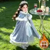 Vestido de Princesa para Meninas 2026 Novo Frozen Elsa Lolita Vestido de Aniversário para Menina Elsa Vestido Longo