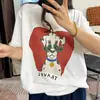 Camiseta Blanca de Manga Corta de Algodón Puro con Dibujo de Cachorro de Dibujos Animados Americanos para Mujer 2026 Nuevo Estilo Holgado y Perezoso de Verano Top de Media Manga