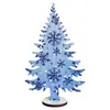 Decoración de mesa de árbol de Navidad de madera con tonos azules, diseño transfronterizo, con cuadros de búfalo y copos de nieve para uso en las fiestas de invierno