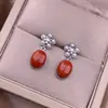 Pendientes Nanhong Plata S925 Incrustados Pendientes Cortos Exquisitos Cuentas de Concha Flores Coloridos Tesoro para Orejas Accesorios Moda para Viajar