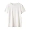 Camiseta de Manga Curta para Mulheres 2026 Novo Estilo Versátil Respirável Linho Tencel Amigo da Pele Confortável Gola Redonda Casual Manga Curta H032409