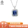 Zhou Hengfu Joyería Zafiro Cultivado Plata de Ley 925 Cadena para Clavícula Incrustada con Diamantes Cuadrados Collar de Lujo Ligero Estilo Versátil Elegante para el Trabajo