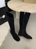 Botas de montar de tacón grueso, color caqui, gamuza, corte ajustado, caña alta para mujer, nueva colección otoño/invierno 2025, botas blancas a media pantorrilla