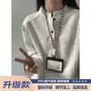Camiseta de Manga Larga de Moda Estilo Coreano Moda de Hong Kong Gama Alta para Hombre, Retro Americano Holgada Casual Versátil Camisa Base Superior