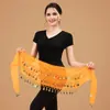 Cadena de Cintura para Danza del Vientre con 66 Monedas para Principiantes, Pañuelo de Cadera para Práctica de Danza India, Cinturón de Chifón de Tres Capas con Monedas de Oro, Pañuelo de Cintura para Disfraz de Performance