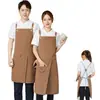 Delantal impermeable de lona con abertura, hecho a medida, diseño simple, adecuado para cocinas comerciales y catering, alta calidad, ropa de trabajo duradera, con impresión de logotipo