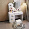 Tocador minimalista moderno para dormitorio, tocador pequeño con espejo para apartamentos de alquiler, escritorio de maquillaje de princesa