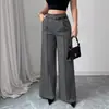 Pantalones de Traje Casual Elegantes de Trabajo para Mujer de Pierna Recta Sueltos de Cintura Alta, Novedad Otoño e Invierno 2025 Europeos y Americanos Transfronterizos