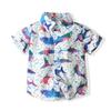 Ropa de Verano Nueva para Niños de Comercio Exterior Europeo y Americano Camisa Casual Estilo Vacaciones para Niño Camisa de Algodón con Ballena de Manga Corta para Cabello