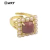 MPR077 anillo de fiesta para mujer, clásico, de color, con incrustaciones de amatista, malaquita, perla artificial, joyería