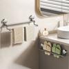 Toallero de pared con doble barra para baño, toallero de baño con ventosa fuerte y sin agujeros para inodoro