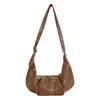 Bolsa de Couro Macio Plissada Estilo Dumpling Retrô Coreana Casual Versátil Ombro Único Transversal Bolsa Estilo Preguiçoso Mulheres