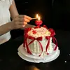 Decoración de pastel para el Día de San Valentín Qixi 2026 adorno de vela de amor en forma de corazón accesorio para insertar tarjeta de confesión de pareja