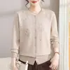 Cárdigan de punto bordado con diseño de fuegos artificiales, un nuevo estilo de otoño para madres, elegante y versátil, un suéter de punto de alta gama para mujeres de mediana edad