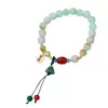Pulsera Colorida de Lujo Ligero con Colgante de Loto Chino y Ruyi, Joyería de Pulsera de Amistad Retro a la Moda Estilo Chino