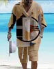 Traje Jacquard Impreso en 3D Transfronterizo para Hombre Verano Holgado Camiseta de Manga Corta Pantalones Cortos Cuello en V Traje Deportivo Traje de Dos Piezas para Hombre