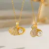 Colar de Pérolas de Concha Moda Strass Estilo Europeu e Americano Titânio Aço Não Desbota Pingente Elegante Joia da Moda Cheio de Strass
