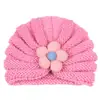 Chapéu de Bebê Outono e Inverno Chapéu Infantil com Laço Flor de Cinco Pétalas Chapéu de Lã Tricotado Macacão Quente para Bebê Chapéu Feito à Mão