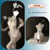 Shuoyao Lingerie Sexy Uniforme de Menina Coelho Fofo Renda Tentação Body com Abertura no Gancho Conjunto 904