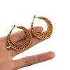 Amor Moscú ~ Pendientes Redondos de Ratán Estilo Resort para Mujer Pendientes de Atmósfera Marinera de Nicho Pendientes Clip para Oreja Joyería para Oreja
