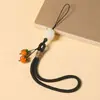 Colgante para Teléfono Móvil Shishi Ruyi Cordón Corto para Muñeca Hombres y Mujeres Llavero con Colgante de Caqui de Vidrio Accesorios de Cuerda Anti-Pérdida