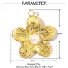 Colgante de flor de perla redonda geométrica vintage DIY de acero de titanio para mujer, estrella de mar, amor, collar de acero inoxidable, colgante de joyería