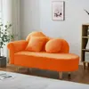Sofá-cama chaise lounge pequeno de couro de cordeiro cor creme para apartamento sofá mini para quarto de casa cadeira de sofá madeira