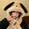 Gorro de invierno para mujer, cálido y acogedor, con diseño de Stitch, bufanda con capucha y calentador de cuello forrado de forro polar, adecuado para otoño e invierno, y diseñado para cabezas de mayor tamaño