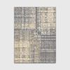 Alfombra moderna de estilo nórdico con diseño abstracto desgastado, color amarillo y gris, para cocina, sala de estar, dormitorio y mesita de noche