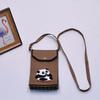 Bolso para teléfono móvil de estilo coreano con diseño de panda pequeño, bandolera de punto, bolso de mano con solapa, bolso informal para salir