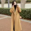 Casaco de Lã Dupla Face para Mulheres, Novo Estilo Casual Outono e Inverno 2026, Gola de Terno, Emagrecedor, Caimento Solto, Casaco de Lã de Comprimento Médio