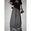 Calça casual listrada estilo retrô americano de perna larga para mulheres e homens, nova coleção de outono, apresentando um design relaxado, fluido, de perna reta que cai lindamente