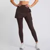 Nuevos Pantalones Falda de Yoga Juyitang con Cordón y Pliegues para Mujer, Aspecto Adelgazante de Dos Piezas Falsas y Pantalones Deportivos de Fitness Anti-Vergüenza
