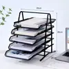 Porta-arquivos de metal com malha de ferro de quatro camadas, bandeja de arquivos simples multicamadas retrátil para mesa, suporte para arquivos, peso de papel, escritório
