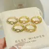 Anillo abierto ajustable con forma de corazón incrustado con diamantes de imitación, versión coreana estilo Ins para mujer, anillo de verano japonés coreano para mujer, banda de anillo versátil