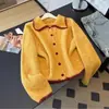 Suéter de Bloques de Color Versátil Estilo Coreano Solapa Otoño Invierno Nuevo Holgado Chic Nicho Tejidos Cardigan Estilo Universitario Moderno