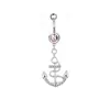 Ancla de Acero Inoxidable Caballo Marino Forma de Corazón Piercing de Ombligo Anillo Azul para Ombligo Joyería para Body Piercing Transfronterizo