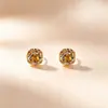 Pendientes de Estilo Elegante y Moderno Hechos de Plata S925 con Engaste de Cuatro Garras de Cristal Amarillo, Exquisitos y Compactos