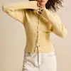 Suéter para Mujer 2026 de Gama Alta para Primavera y Otoño Cardigan de Punto Transfronterizo de Manga Larga Ajustado Suéter Base de Punto Cardigan