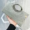 Clutch Anillo Retro Nuevo Transfronterizo 2025 Textura de Alta Gama Diamante Flash Bolso de Noche Fiesta Pedrería Bolso de Mano